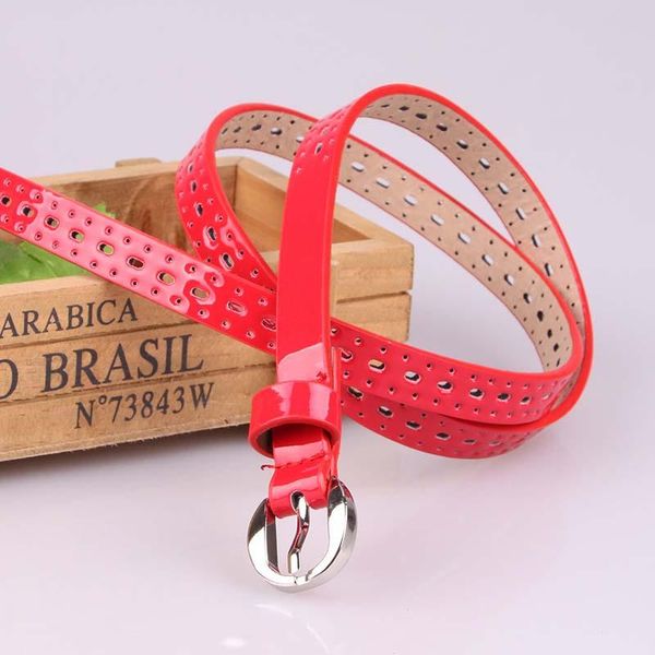 New women's belt hollowed out casual fashion wild punching thin belt ladies, Black;brown